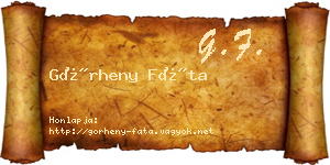 Görheny Fáta névjegykártya